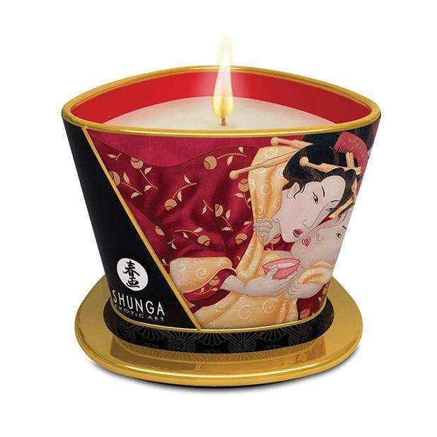 Shunga - Erotic Art Massage Candle Romance Strawberry Wine 5.7oz - Massage Candle Durio.sg