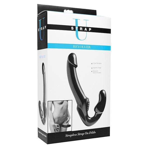 Strap U - Revolver Strapless Strap on G Spot Dildo (Black) - Strap On with Dildo for Reverse Insertion (Non Vibration) Durio.sg