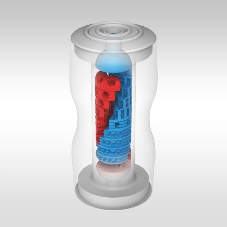 Tenga - New Dual Feel Cup Masturbator (Red/Gray) - Masturbator Non Reusable Cup (Non Vibration) Durio.sg