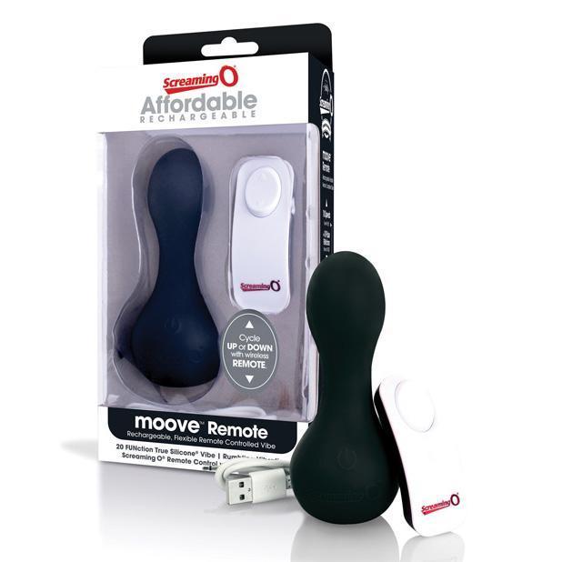 The Screaming O - Affordable Rechargeable Moove RC Flexible Vibrator (Black) - Non Realistic Dildo w/o suction cup (Vibration) Rechargeable Durio.sg
