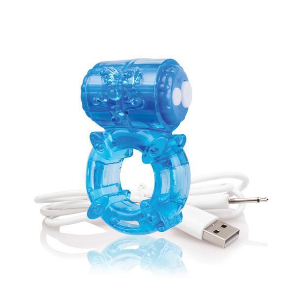 The Screaming O - Charged Big O Rechargeable Cock Ring (Blue) - Rubber Cock Ring (Vibration) Rechargeable Durio.sg