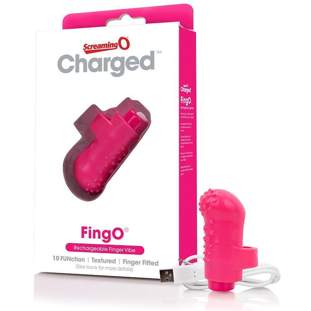 The Screaming O - Charged FingO Rechargeable Finger Vibe (Pink) - Clit Massager (Vibration) Rechargeable Durio.sg