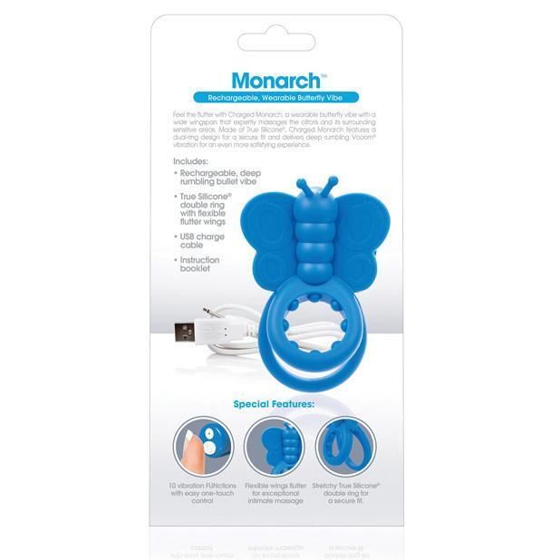 The Screaming O - Charged Monarch Rechargeable Wearable Butterfly Cock Ring (Blue) - Silicone Cock Ring (Vibration) Rechargeable Durio.sg