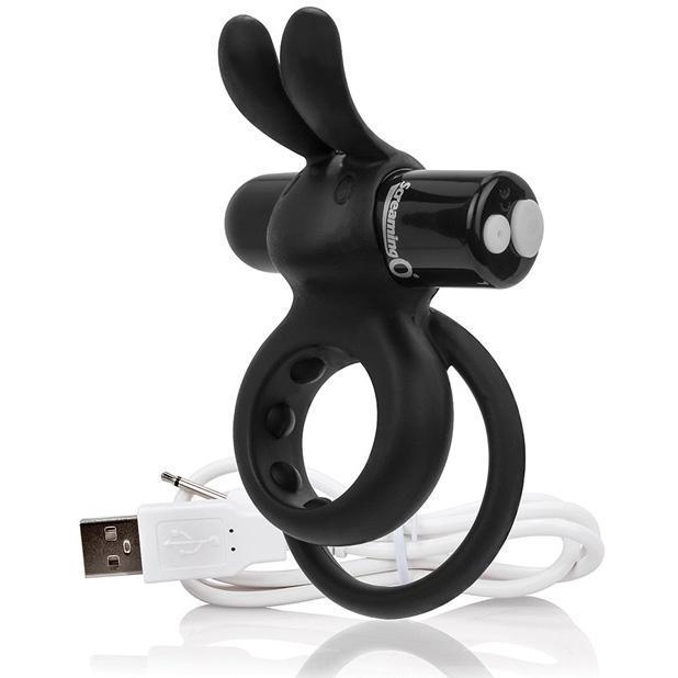 The Screaming O - Charged Ohare Rechargeable Wearable Rabbit Cock Ring (Black) - Silicone Cock Ring (Vibration) Rechargeable Durio.sg