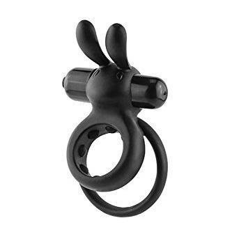 TheScreamingO - Ohare Rabbit Vibrating Cock Ring (Black) - Silicone Cock Ring (Vibration) Non Rechargeable Durio.sg