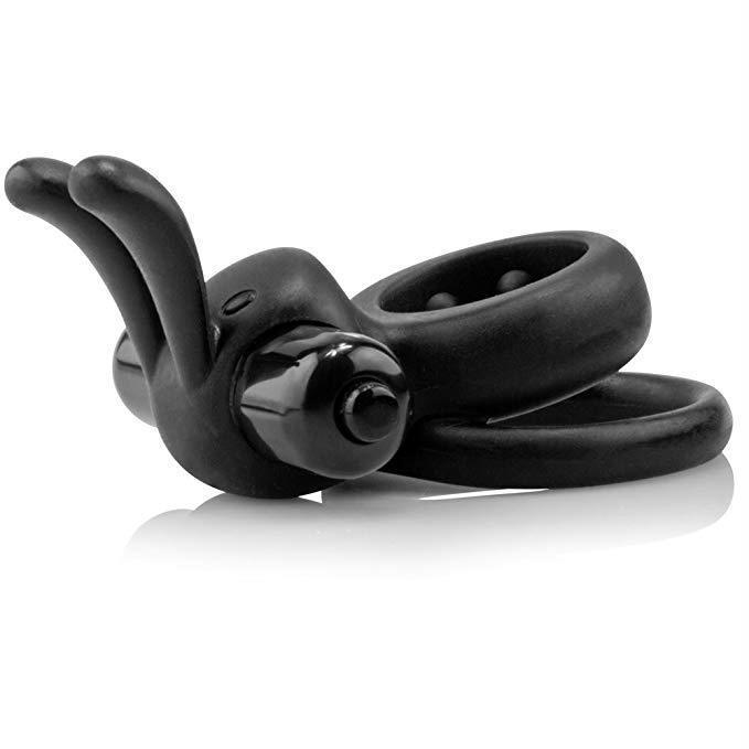 TheScreamingO - Ohare Rabbit Vibrating Cock Ring (Black) - Silicone Cock Ring (Vibration) Non Rechargeable Durio.sg