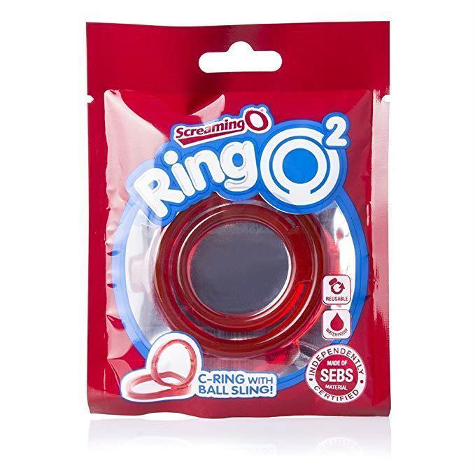 TheScreamingO - RingO2 Rubber Cock Ring with Ball Sling (Red) - Rubber Cock Ring (Non Vibration) Durio.sg