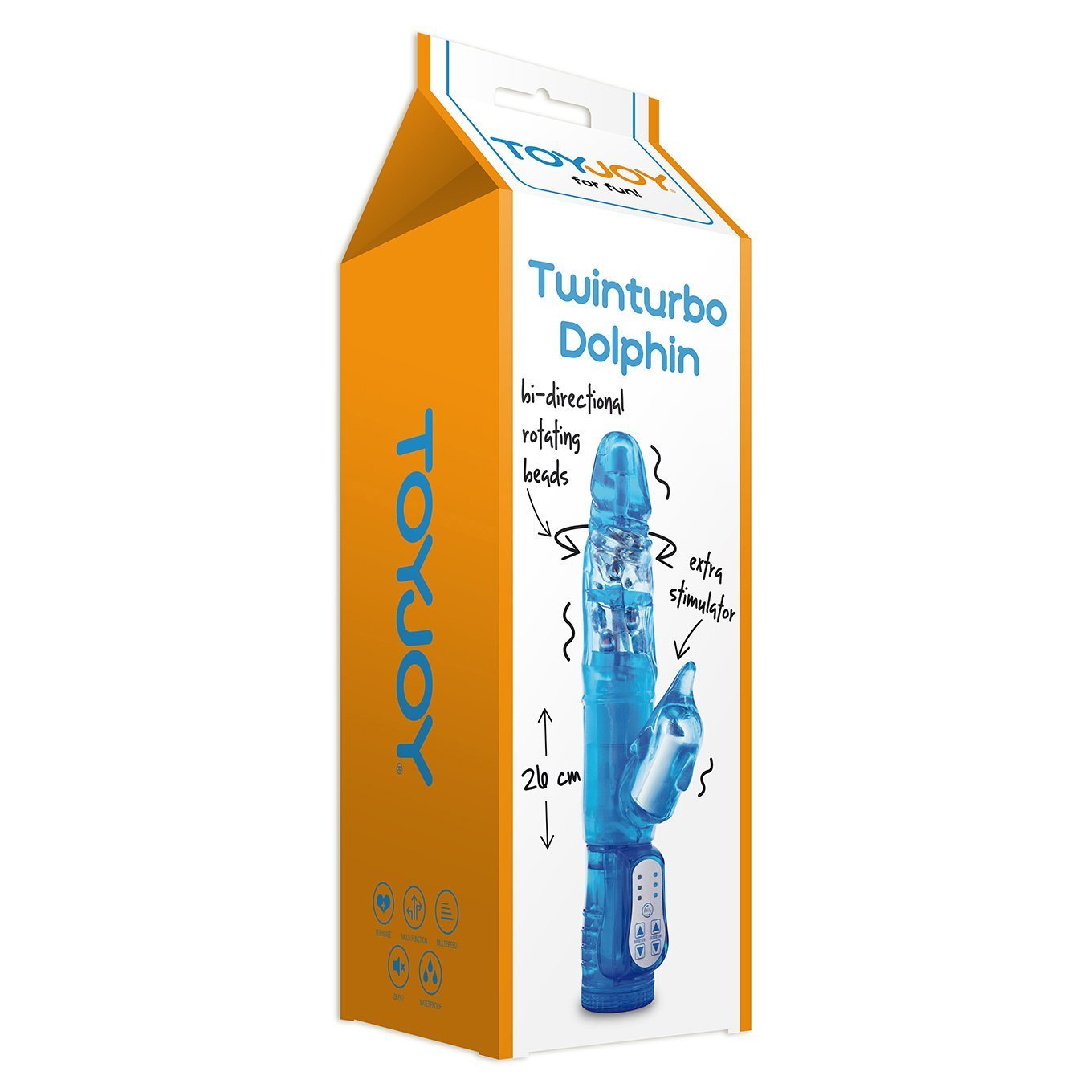 ToyJoy - Twinturbo Dolphin Rabbit Vibrator (Blue) - Rabbit Dildo (Vibration) Non Rechargeable Durio.sg