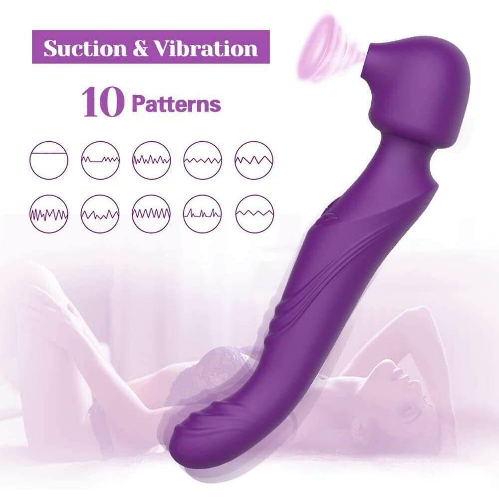 Tracy's Dog - Dual Vibe G Spot Clitoral Air Stimulator Wand Massager (Purple) - Wand Massagers (Vibration) Rechargeable Durio.sg