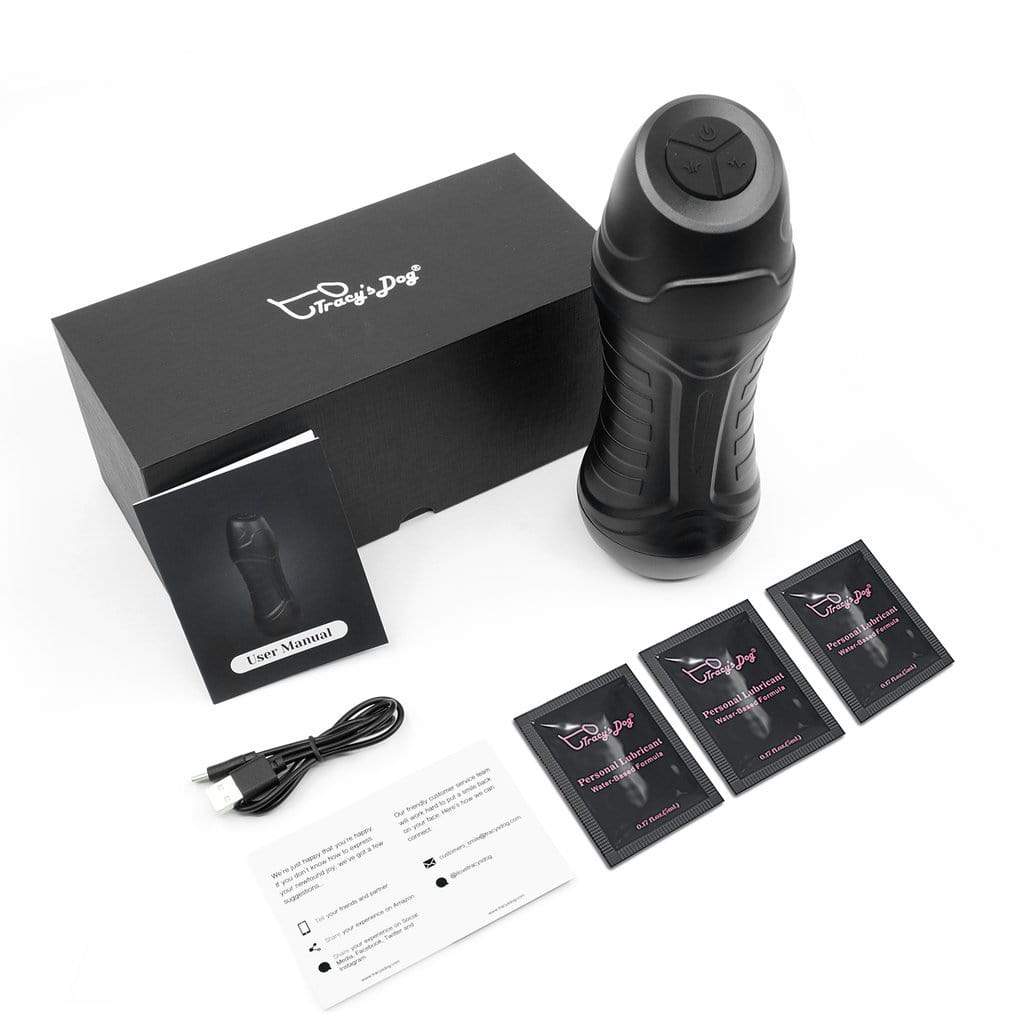 Tracy's Dog - Osburn Automatic Male Masturbator (Black) - Masturbator Soft Stroker (Vibration) Rechargeable Durio.sg