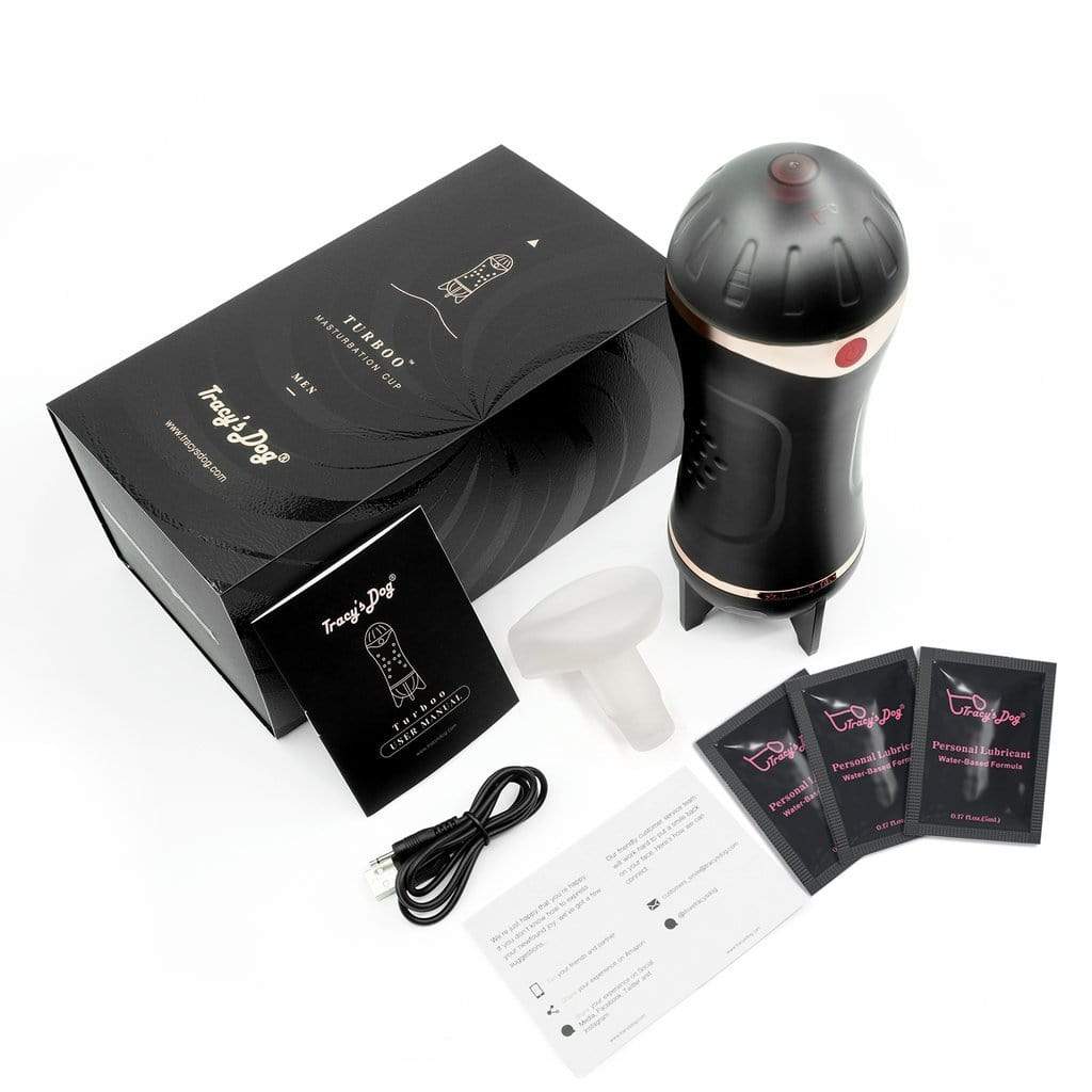 Tracy's Dog - Turboo Automatic Masturbator Cup (Black) - Masturbator Soft Stroker (Vibration) Rechargeable Durio.sg