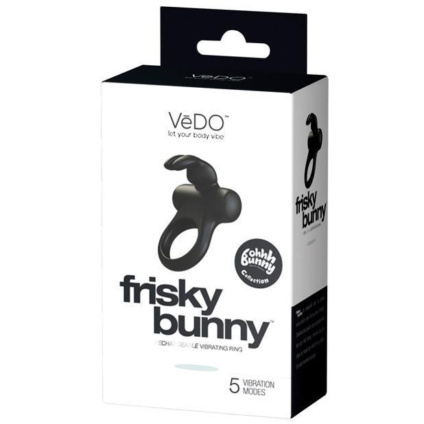 VeDO - Frisky Bunny Rechargeable Vibrating Cock Ring (Black Pearl) - Silicone Cock Ring (Vibration) Rechargeable Durio.sg