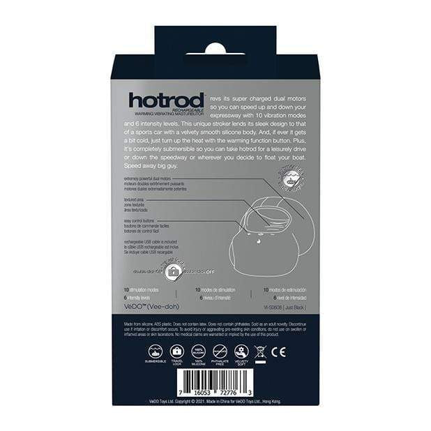 VeDO - Hot Rod Rechargeable Warming Masturbator (Just Black) - Masturbator Soft Stroker (Vibration) Rechargeable Durio.sg