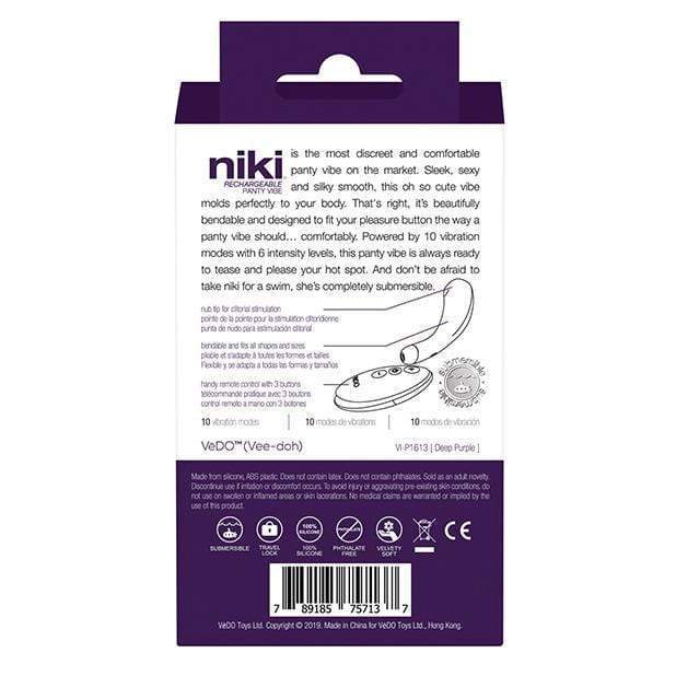 VeDO - Niki Remote Rechargeable Panty Vibe (Deep Purple) - Panties Massager Remote Control (Vibration) Rechargeable Durio.sg