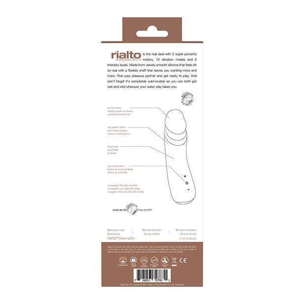 VeDO - Rialto Rechargeable Realistic Vibrator (Mocha) - Realistic Dildo w/o suction cup (Vibration) Rechargeable Durio.sg