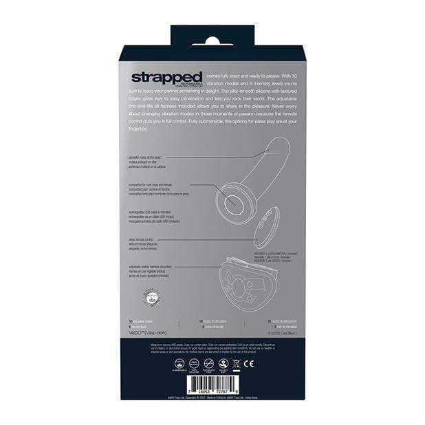 VeDO - Strapped Rechargeable Vibrating Strap On Dildo (Just Black) - Strap On with Dildo for Reverse Insertion (Vibration) Rechargeable Durio.sg