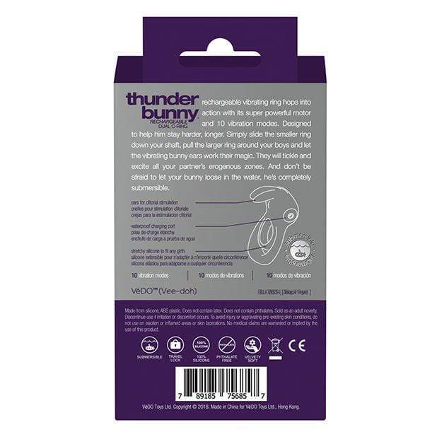 VeDO - Thunder Rechargeable Dual Cock Ring (Deep Purple) - Silicone Cock Ring (Vibration) Rechargeable Durio.sg