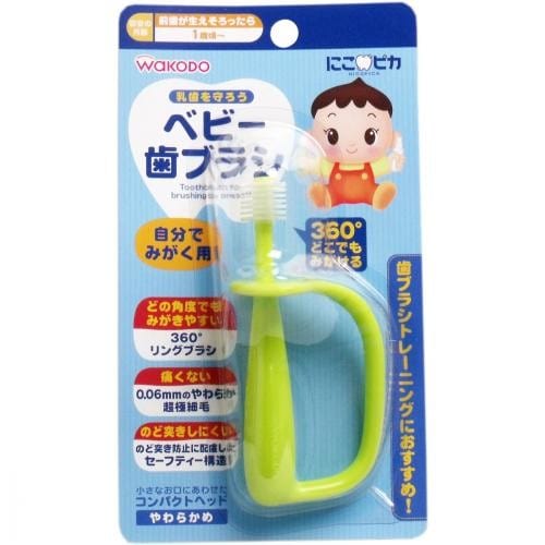 Wakodo - Nikopika 360 Degrees Soft Bristles Self Cleaning Baby Toothbrush - Baby Toothbrush Durio.sg