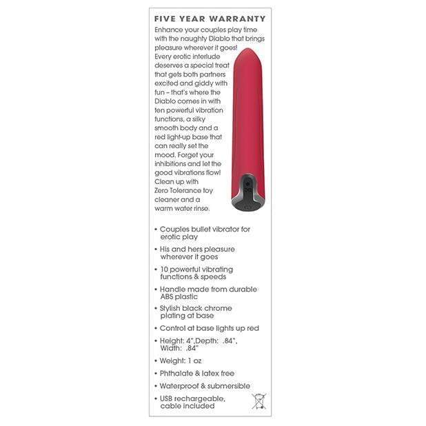 Zero Tolerance - Diablo Bullet Vibrator (Red) - Bullet (Vibration) Non Rechargeable Durio.sg