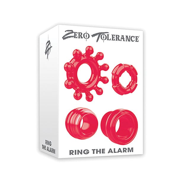 Zero Tolerance - Ring the Alarm Set of 4 Textured Cock Rings (Red) - Rubber Cock Ring (Non Vibration) Durio.sg