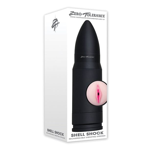 Zero Tolerance - Shell Shock Rechargeable Vibrating Stroker Masturbator (Black) - Masturbator Vagina (Vibration) Rechargeable Durio.sg