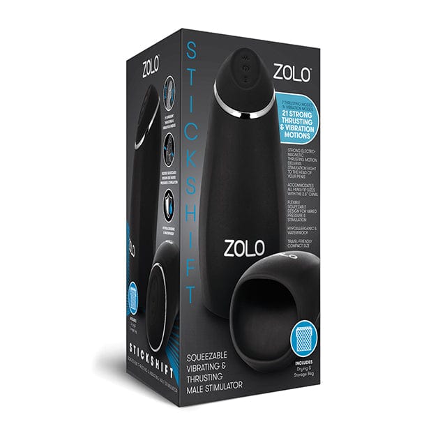 Zolo - Stickshift Thursting Vibrating Squeezable Stroker Masturbator (Black) - Masturbator Soft Stroker (Vibration) Rechargeable Durio.sg