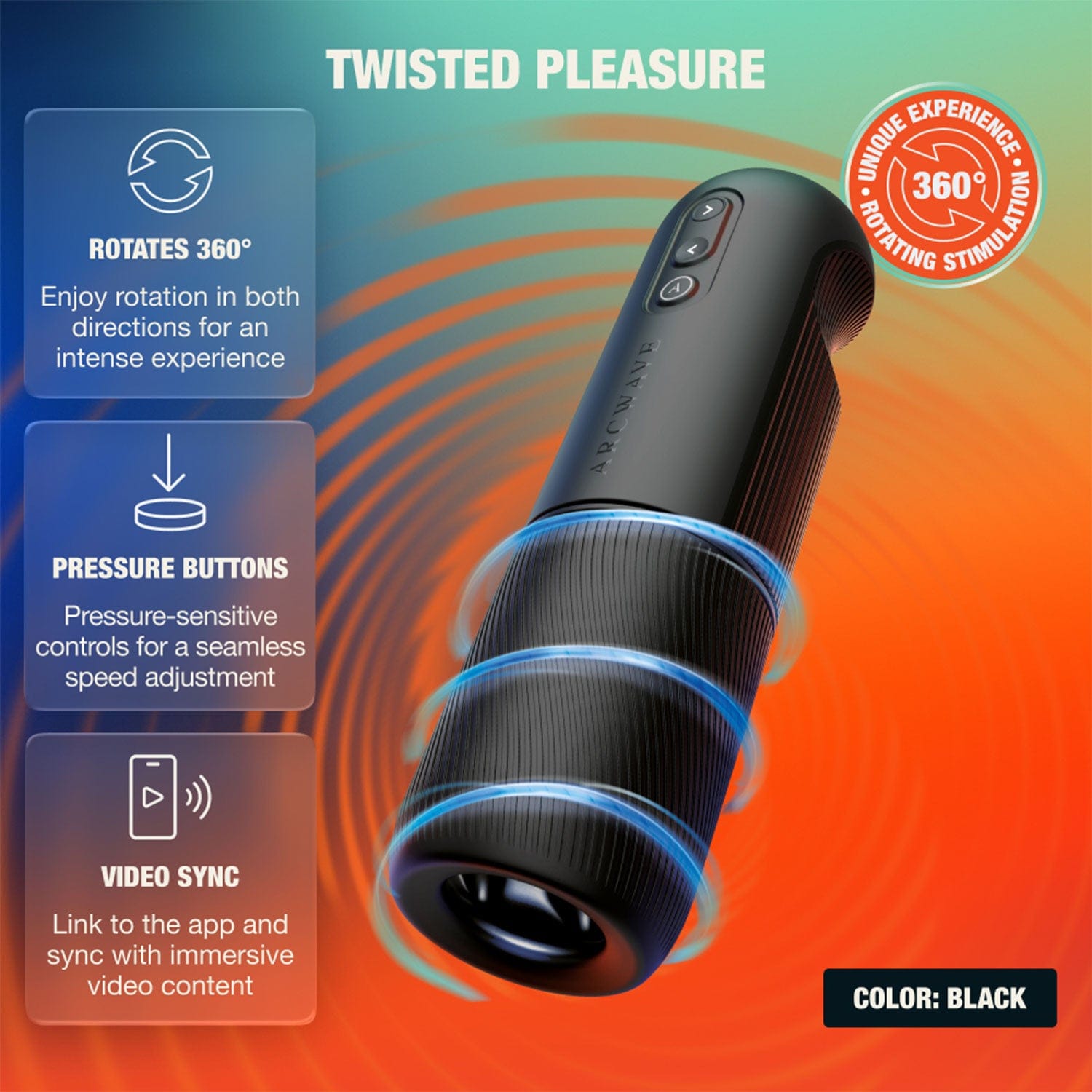 Arcwave - Orbit App-Controlled Rotating Stroker Masturbator (Black) AW1020 Durio.sg