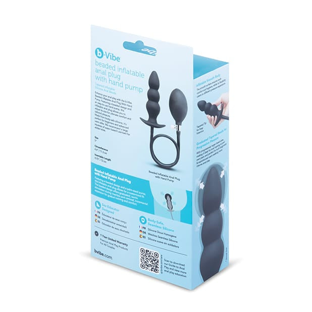 B-Vibe - Beaded Inflatable Anal Plug with HandPump (Black) BV1023 Durio.sg