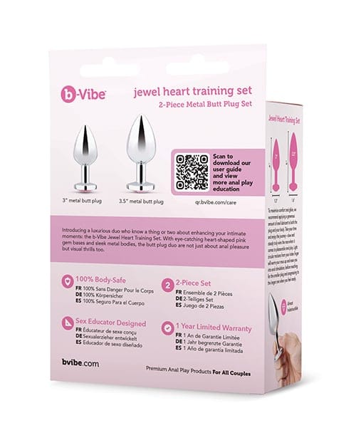 B-Vibe - Jewel Heart Metal Anal Plug Training Set (Silver) BV1025 Durio.sg