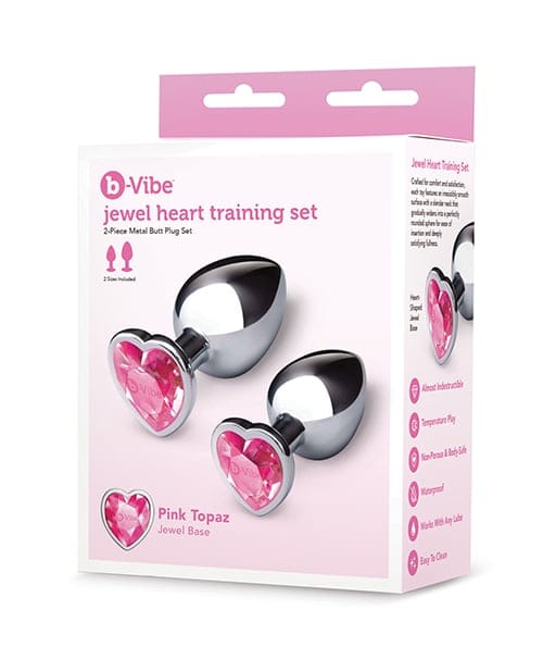 B-Vibe - Jewel Heart Metal Anal Plug Training Set (Silver) BV1025 Durio.sg