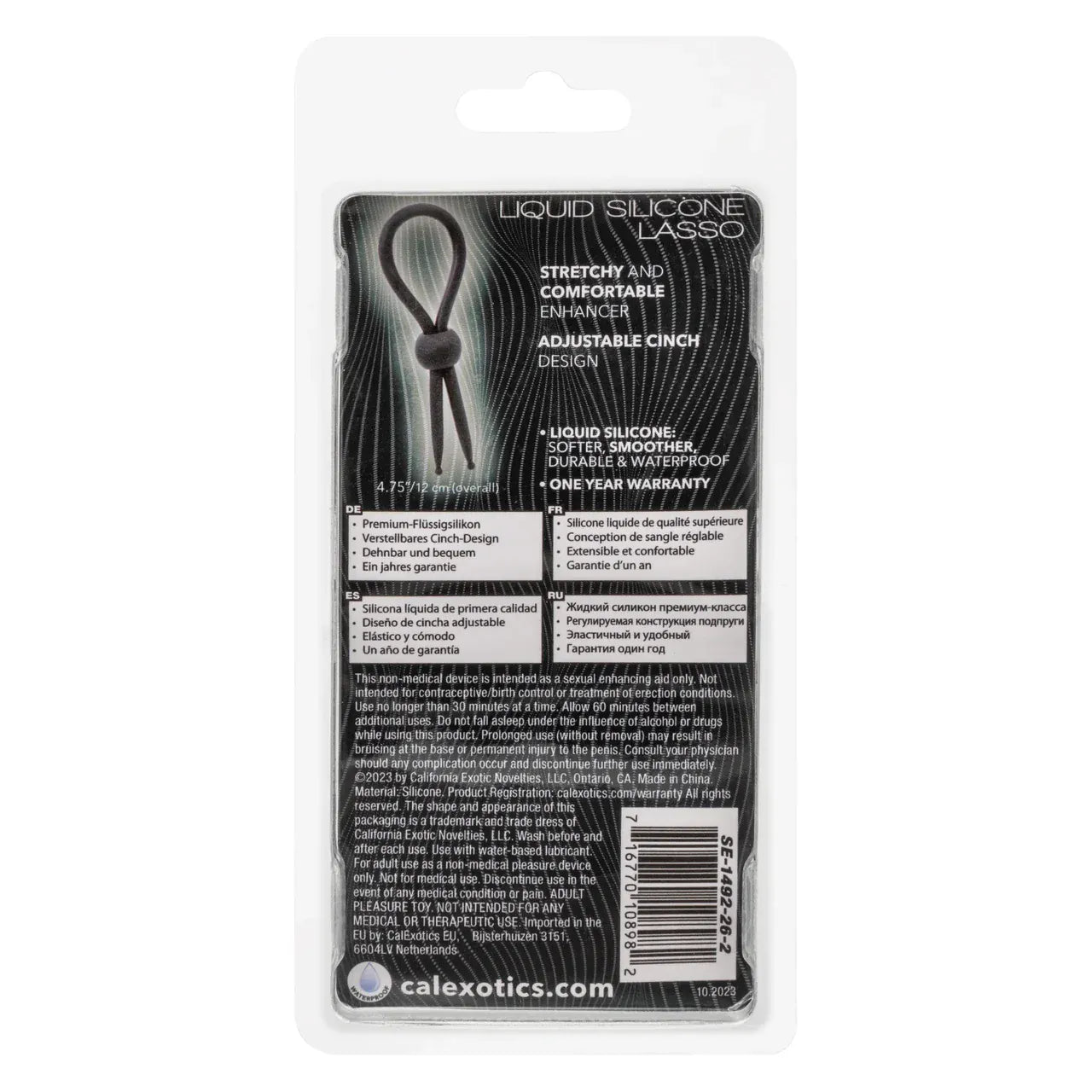 CalExotics - Alpha Liquid Silicone Adjustable Lasso Cock Ring (Black) CE2181 Durio.sg