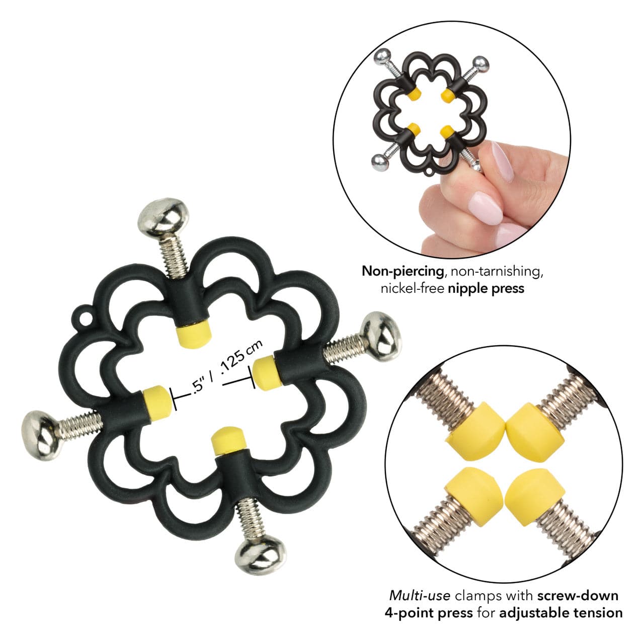 CalExotics - Boundless Adjustable Four Point Nipple Grips (Black) CE2187 Durio.sg