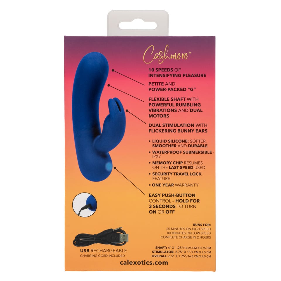 CalExotics - Cashmere Silk Bunny Rechargeable Rabbit Vibrator (Blue) CE2146 Durio.sg