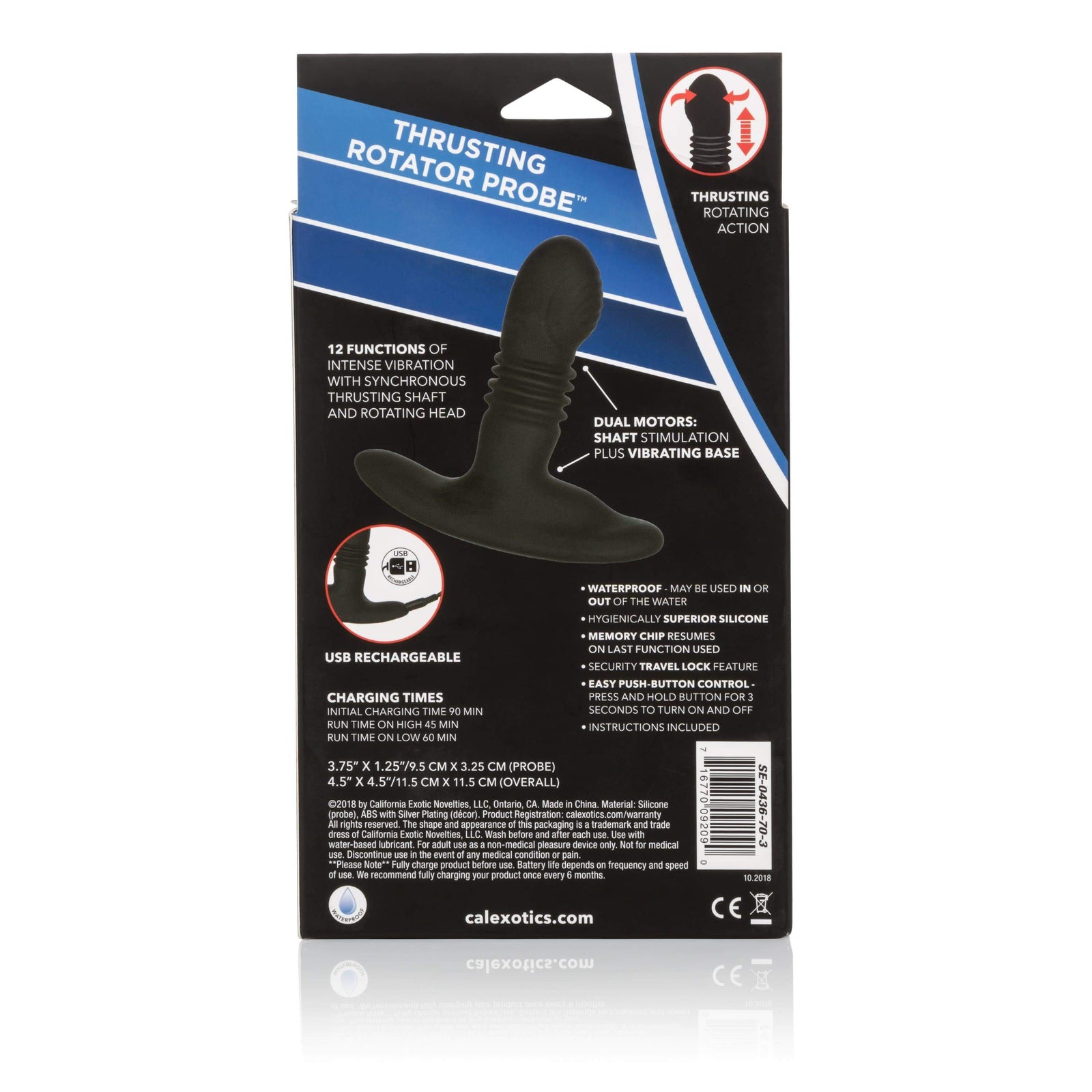 California Exotics - Eclipse Thrusting Rotator Probe Massager (Black) CE1679 Durio.sg