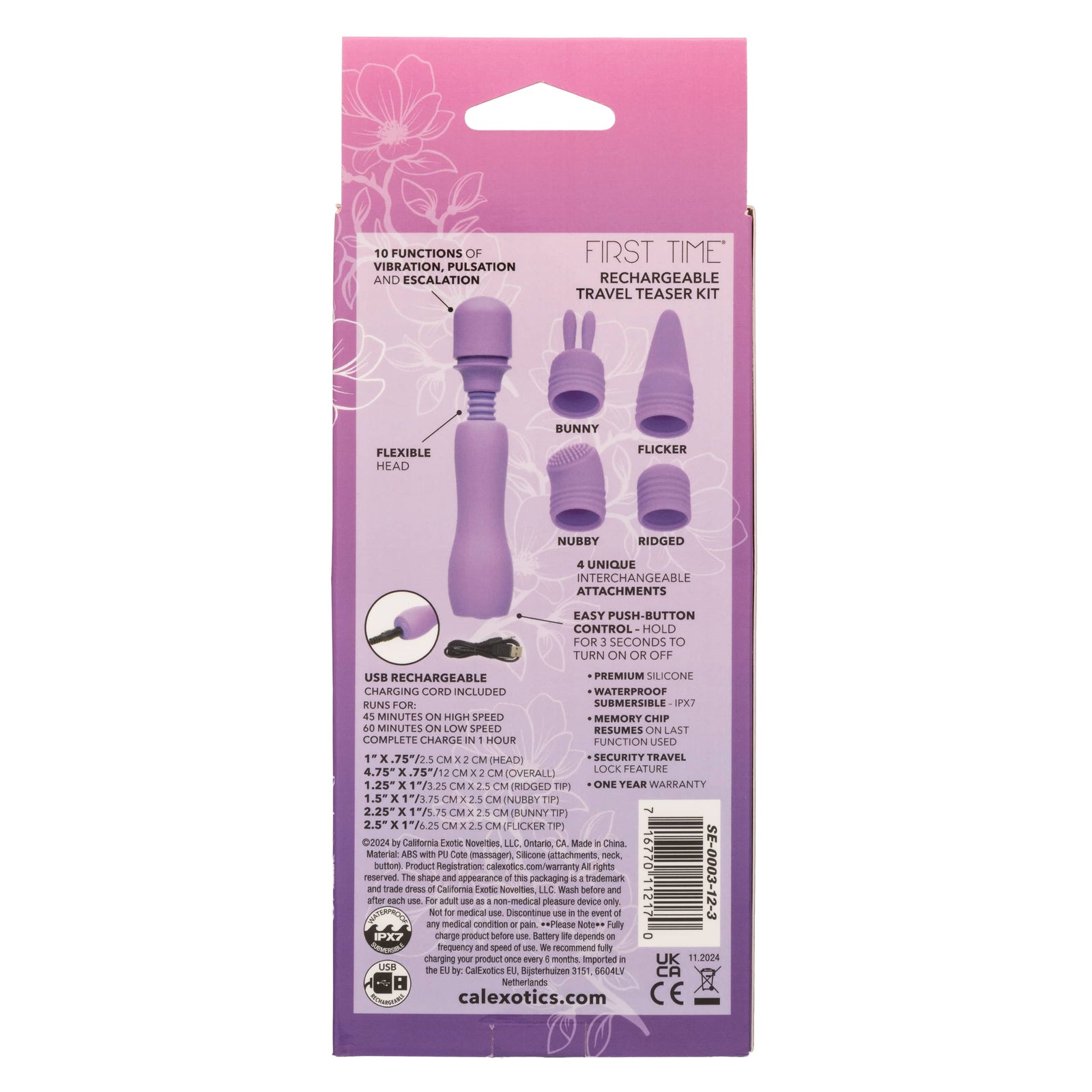 California Exotics - First Time Rechargeable Travel Teaser Kit Vibrator (Purple) CE2140 Durio.sg
