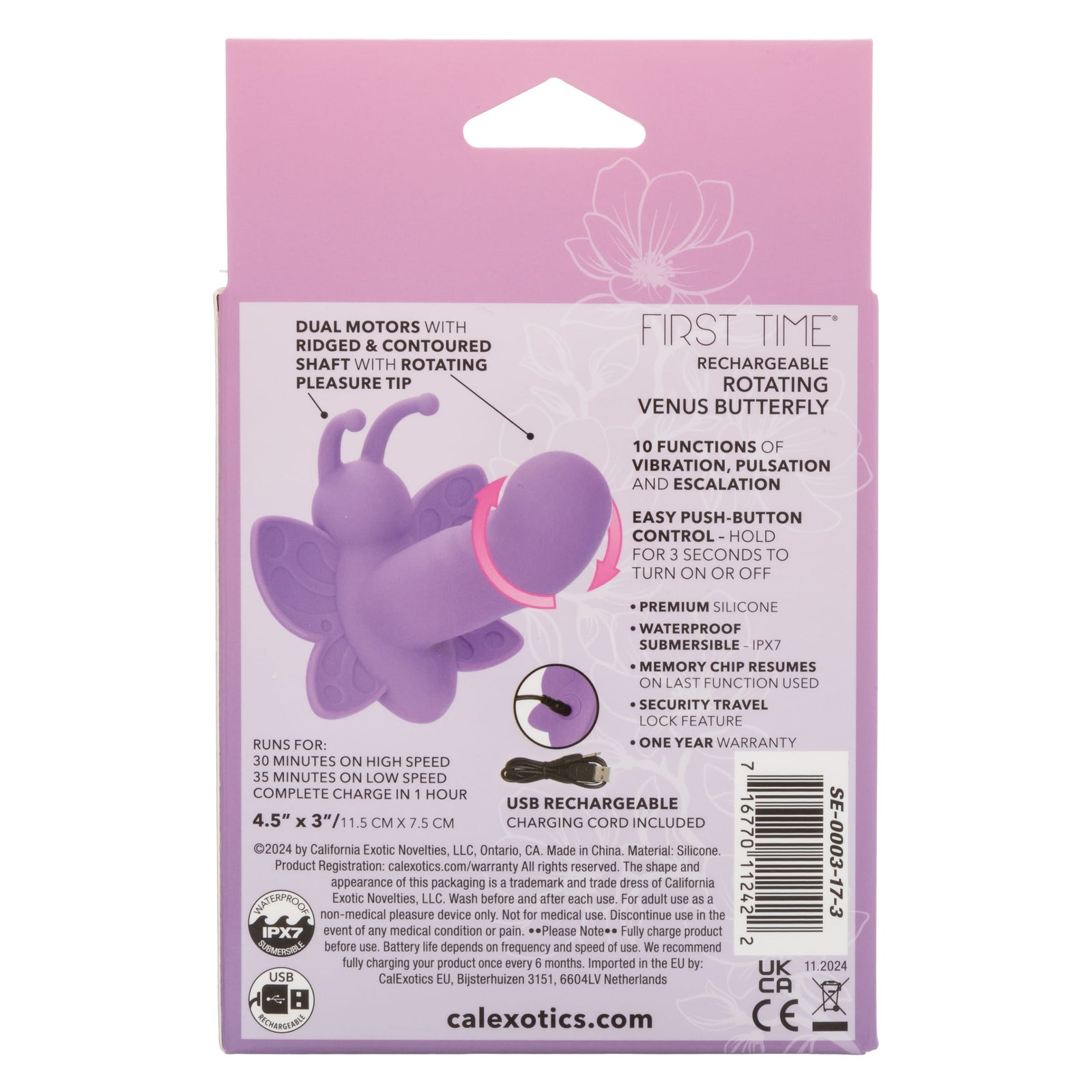 California Exotics - First Time Rotating Venus Butterfly Vibrator (Purple) CE2127 Durio.sg