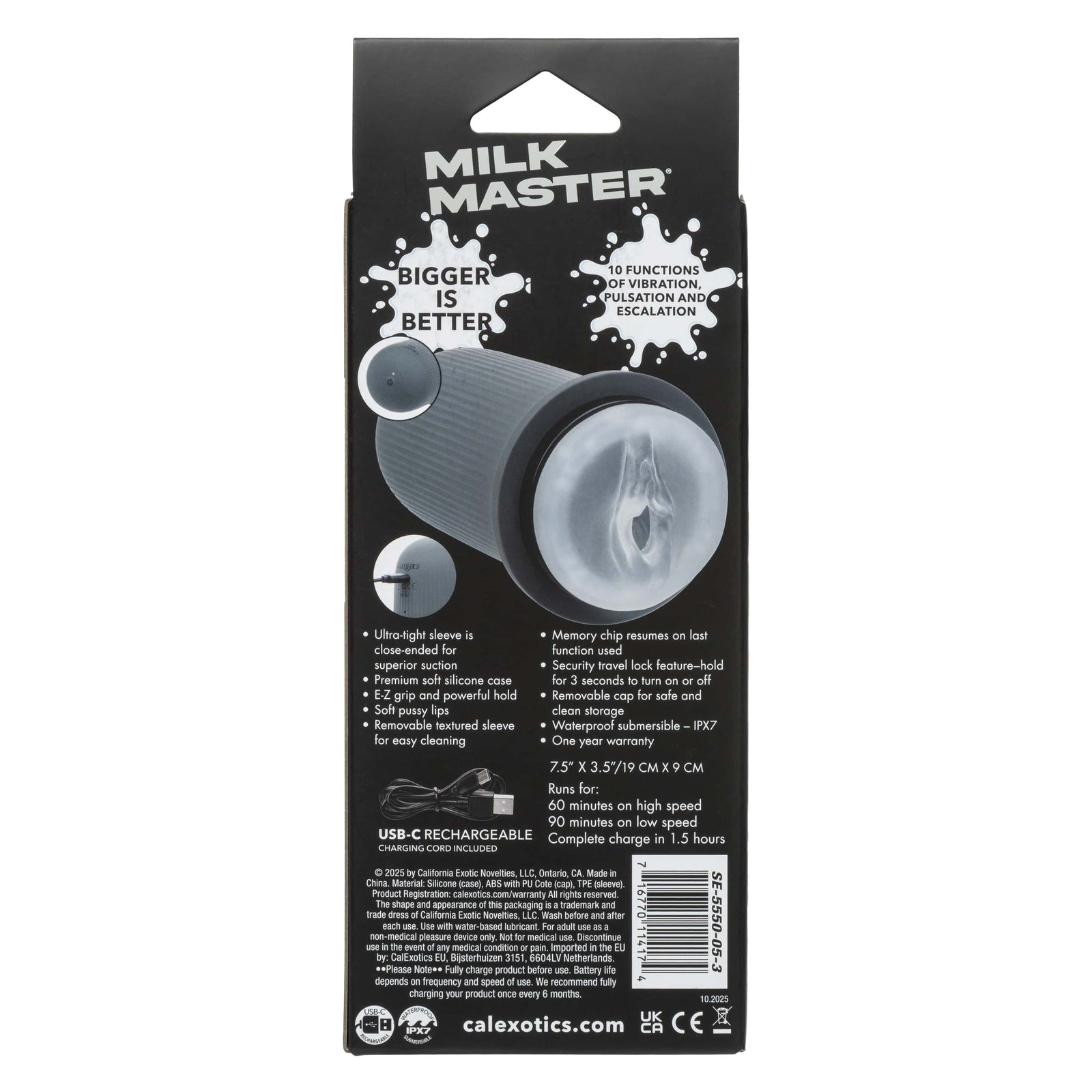 California Exotics - Milk Master Grip-N-Stroke Pussy (Black) CE2124 Durio.sg