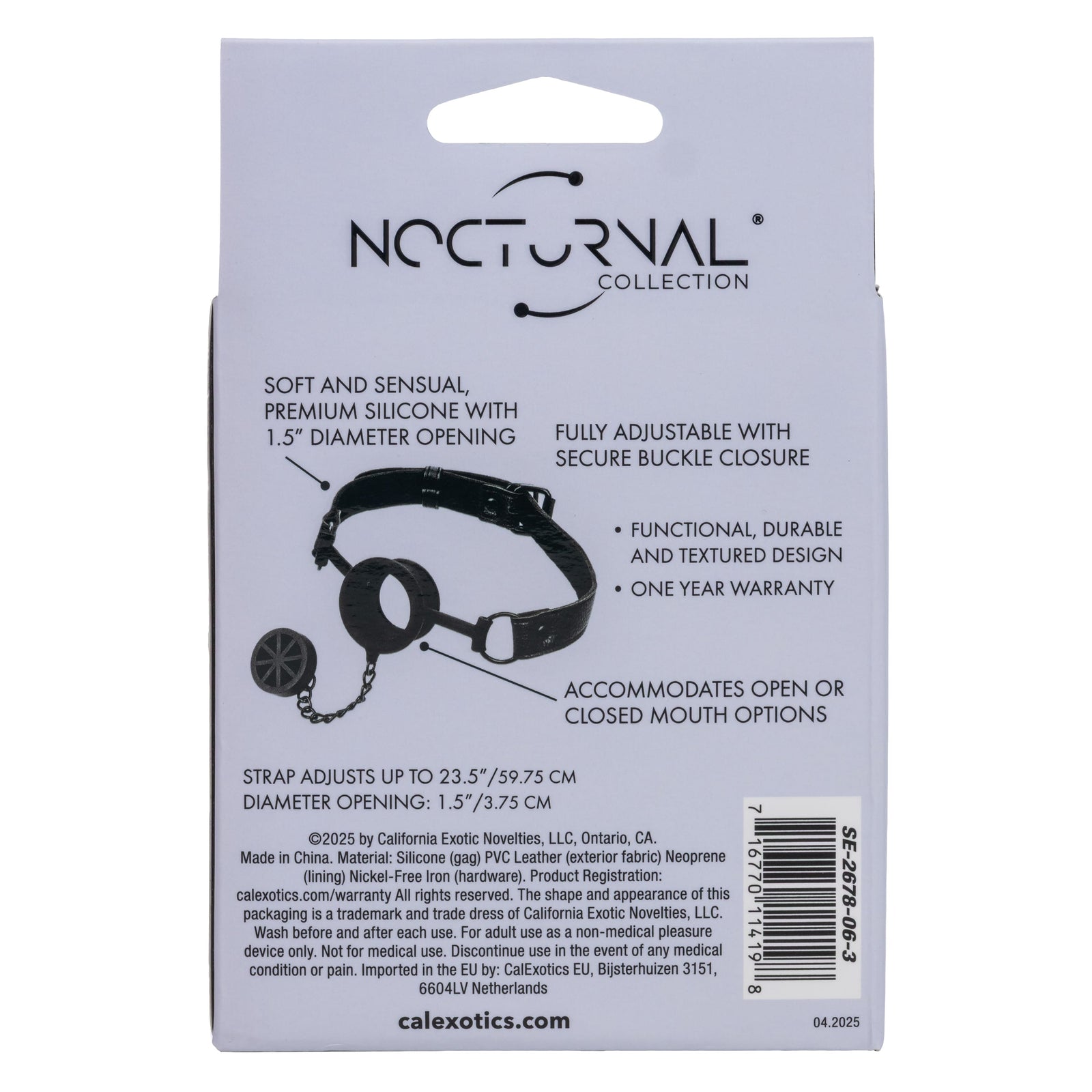 California Exotics - Nocturnal Collection Stopper Gag (Black) CE2137 Durio.sg