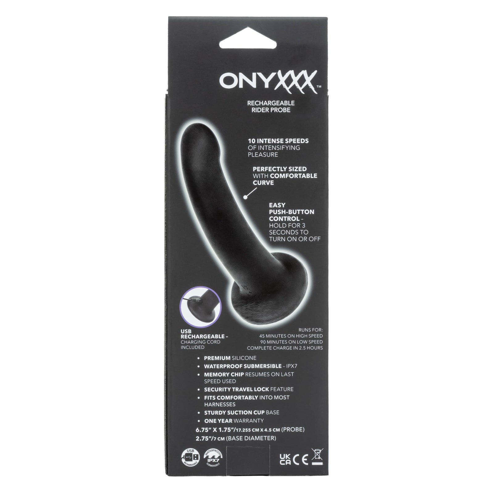 California Exotics - Onyxxx Rechargeable Rider Probe Vibrator (Black) CE2128 Durio.sg
