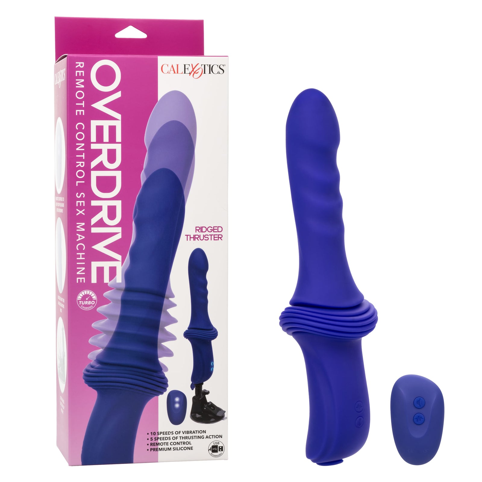 California Exotics - Overdrive Remote Control Sex Machine Ridged Thruster (Blue) CE2117 Durio.sg