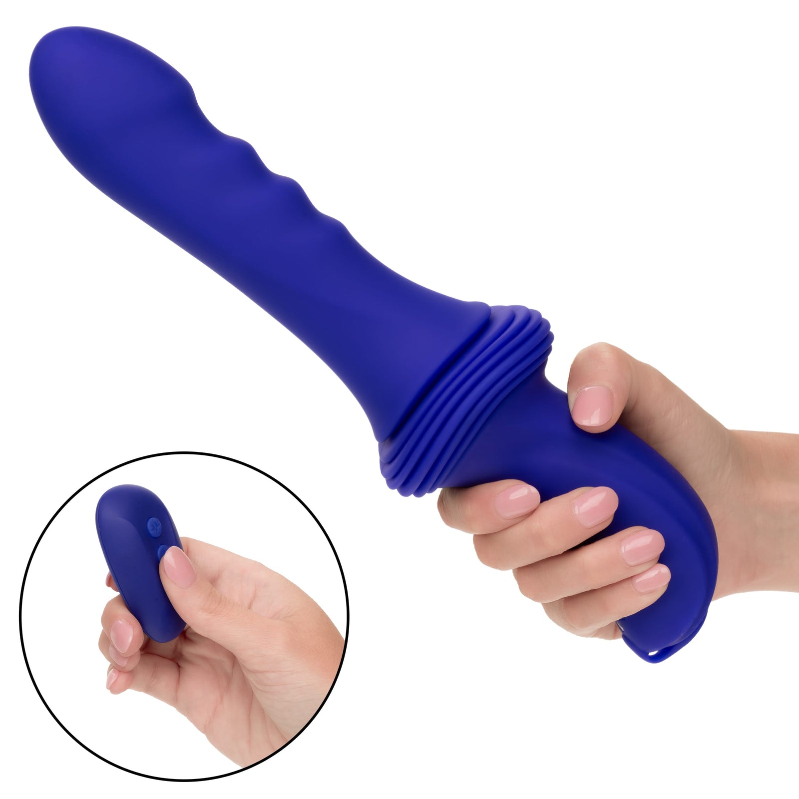 California Exotics - Overdrive Remote Control Sex Machine Ridged Thruster (Blue) CE2117 Durio.sg