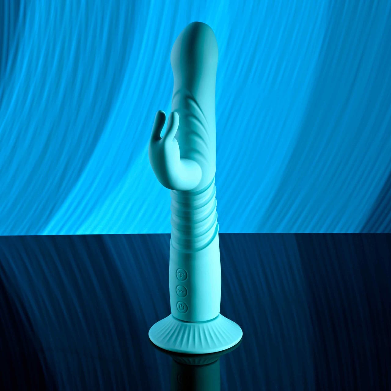 Evolved - Bunny Hop Suction-Base Thrusting Rabbit Vibrator (Blue) EV1215 Durio.sg