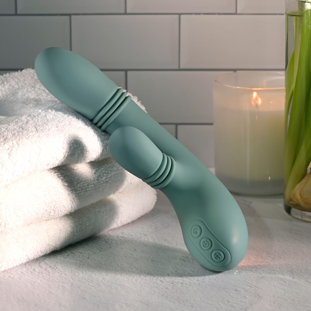 Evolved - Rub Me Tender Rechargeable Rabbit Vibrator (Green) EV1220 Durio.sg