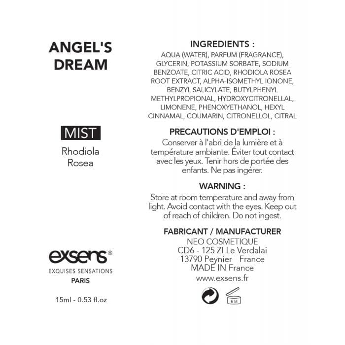 EXSENS - Angels Dream Rhodiola Body and Hair Mist 15 ml EXS1001 Durio.sg