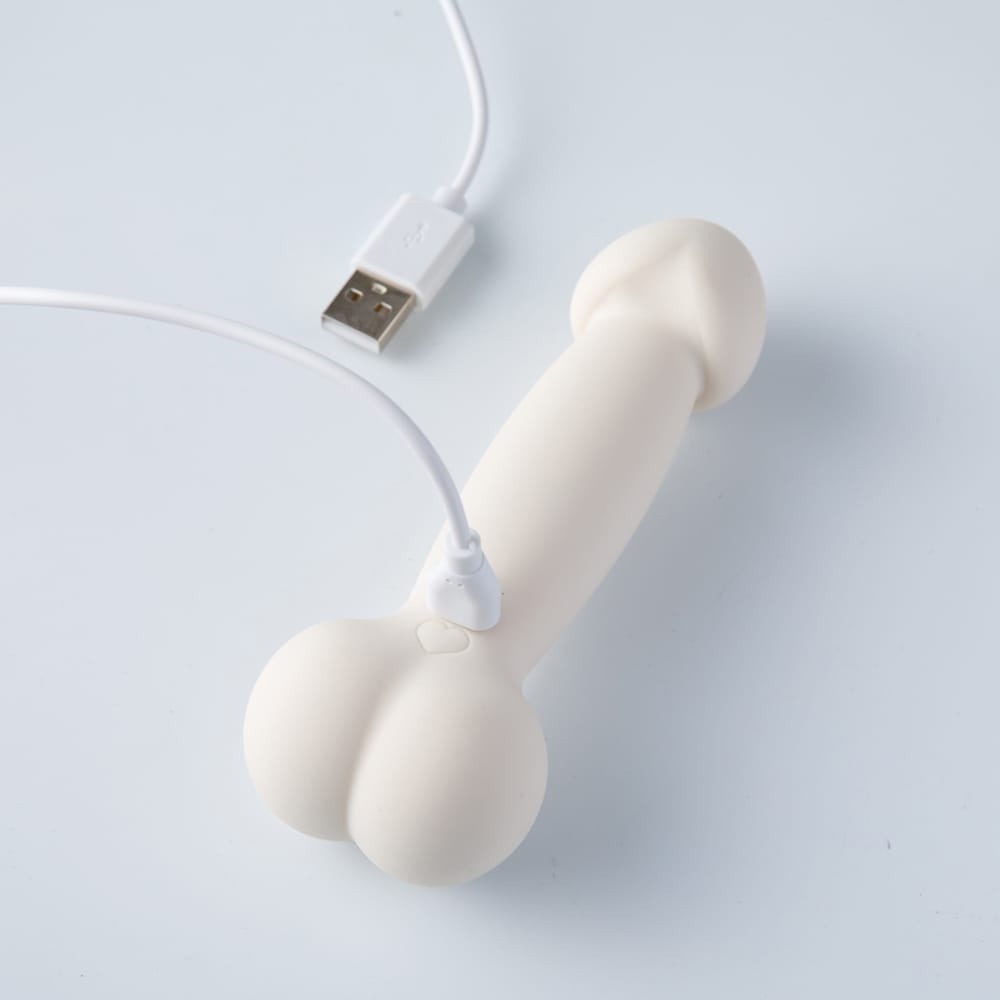 Fuji World - Spoony Cock n Balls Vibrating Dildo (White) OT1289 Durio.sg