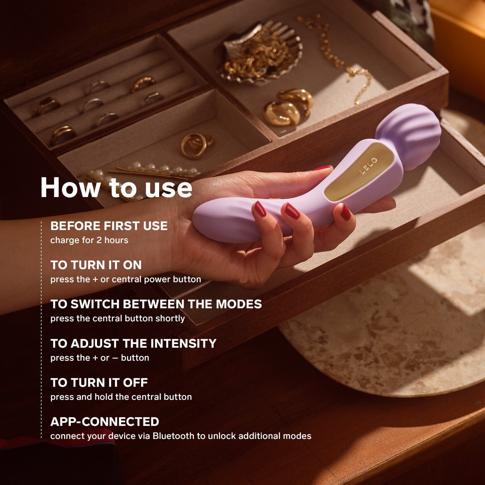 LELO - Switch App-Controlled Double Sided Wand Massager Vibrator Durio.sg