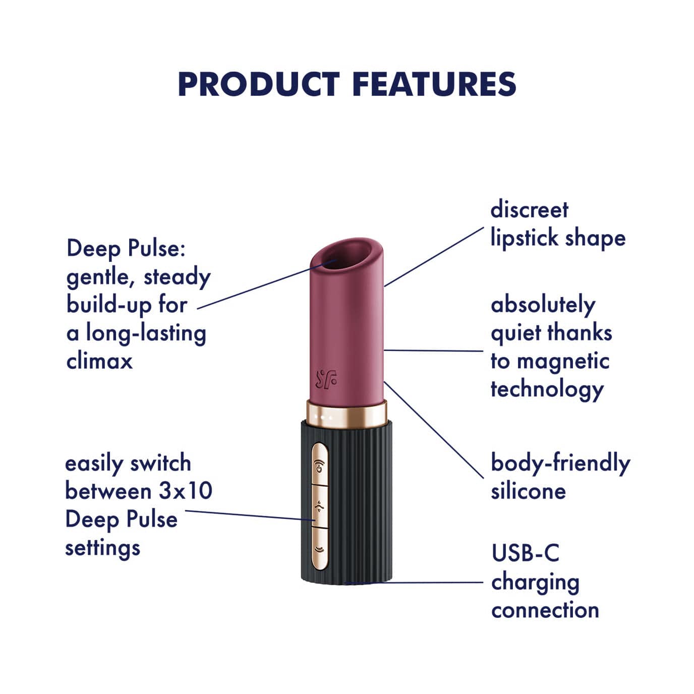 Satisfyer - Deep Kiss Clitoral Air Stimulator Vibrator (Berry) STF1307 Durio.sg