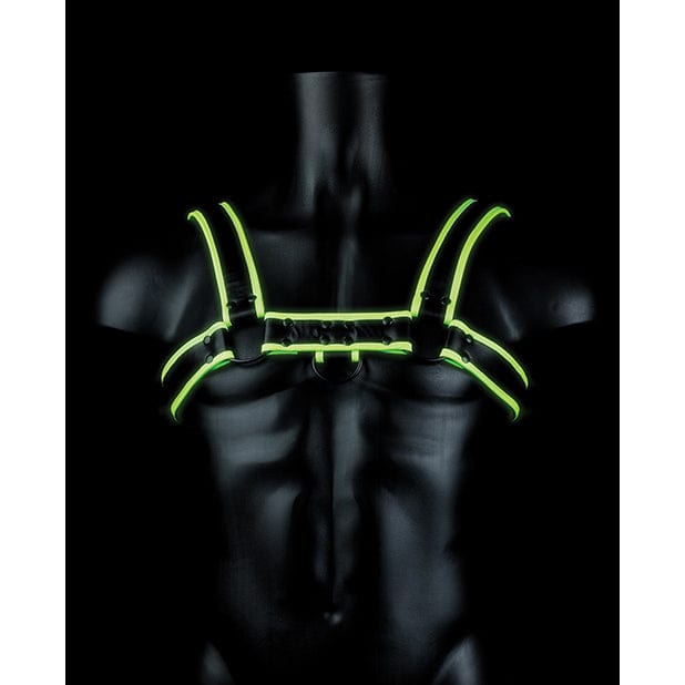 Shots - Ouch Chest Bulldog Harness Glow in the Dark CherryAffairs