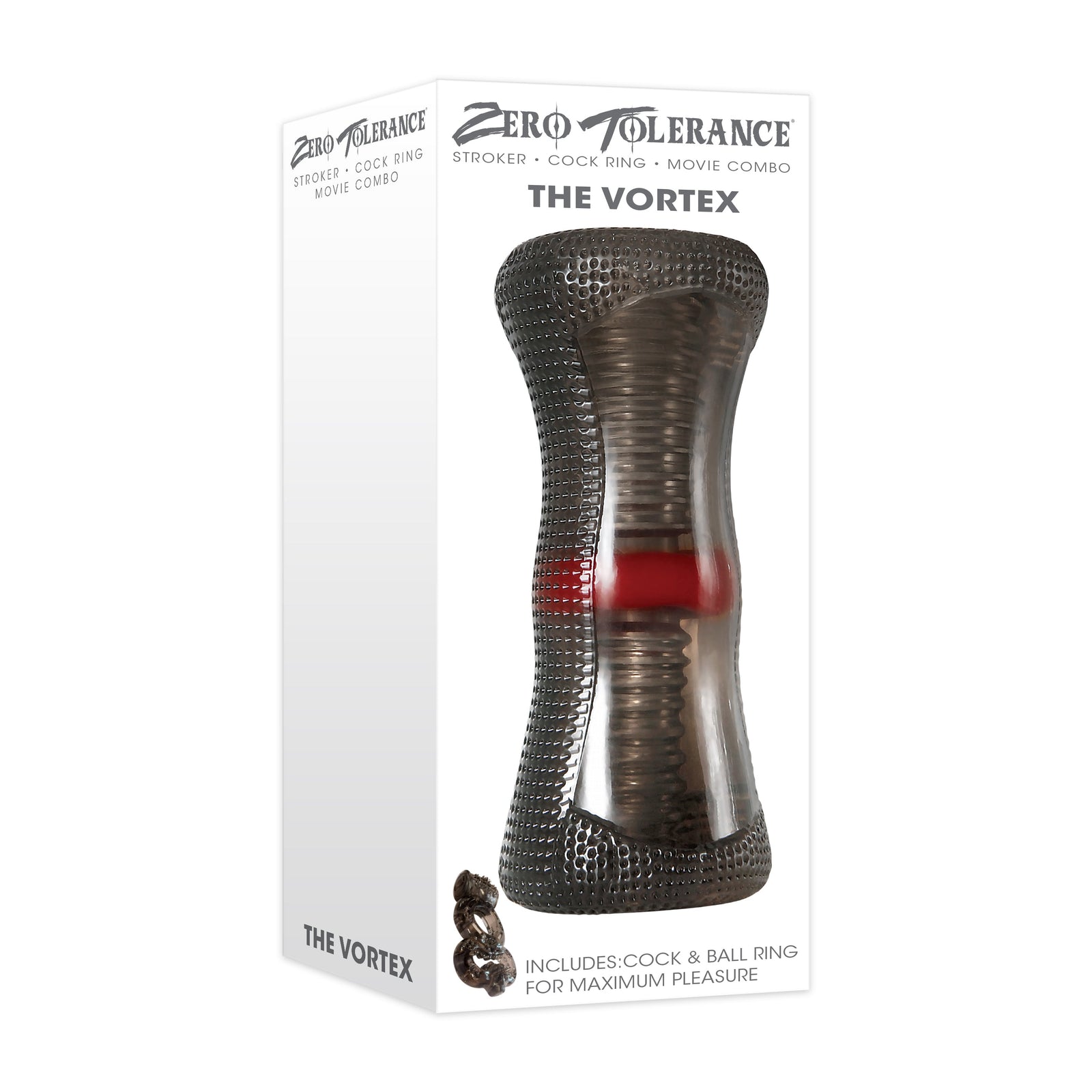 Zero Tolerance - The Vortex Soft Stroker พร้อมแหวนไก่สั่น (สีดำ)