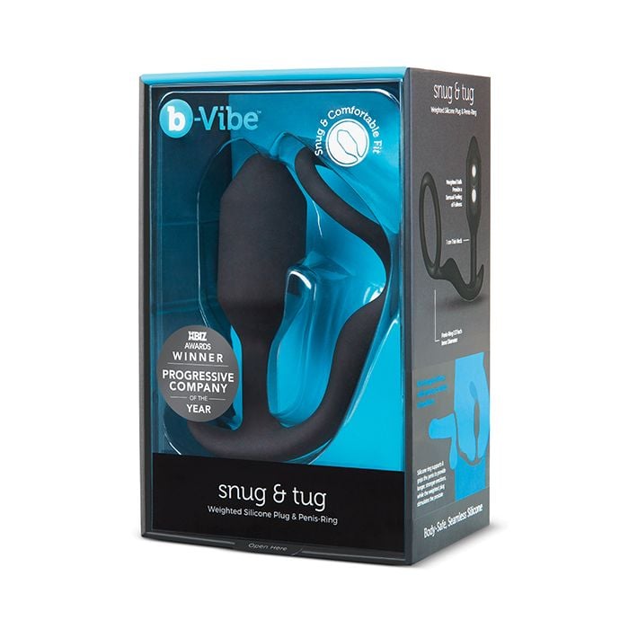 B-Vibe - Snug &amp; Tug Weighted Silicone Cock Ring (Black) - Black